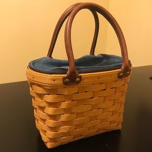 Vintage Longaberger Wicker Basket Handbag Purse